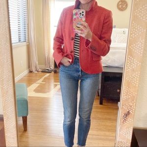 J.Crew pink/red Wool Herringbone Blazer